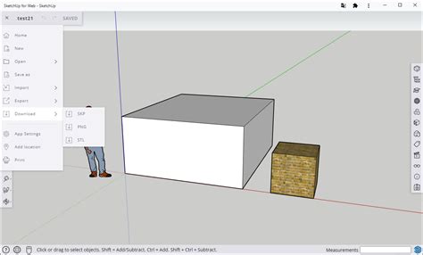 Export STL File from Sketchup Web Free version.